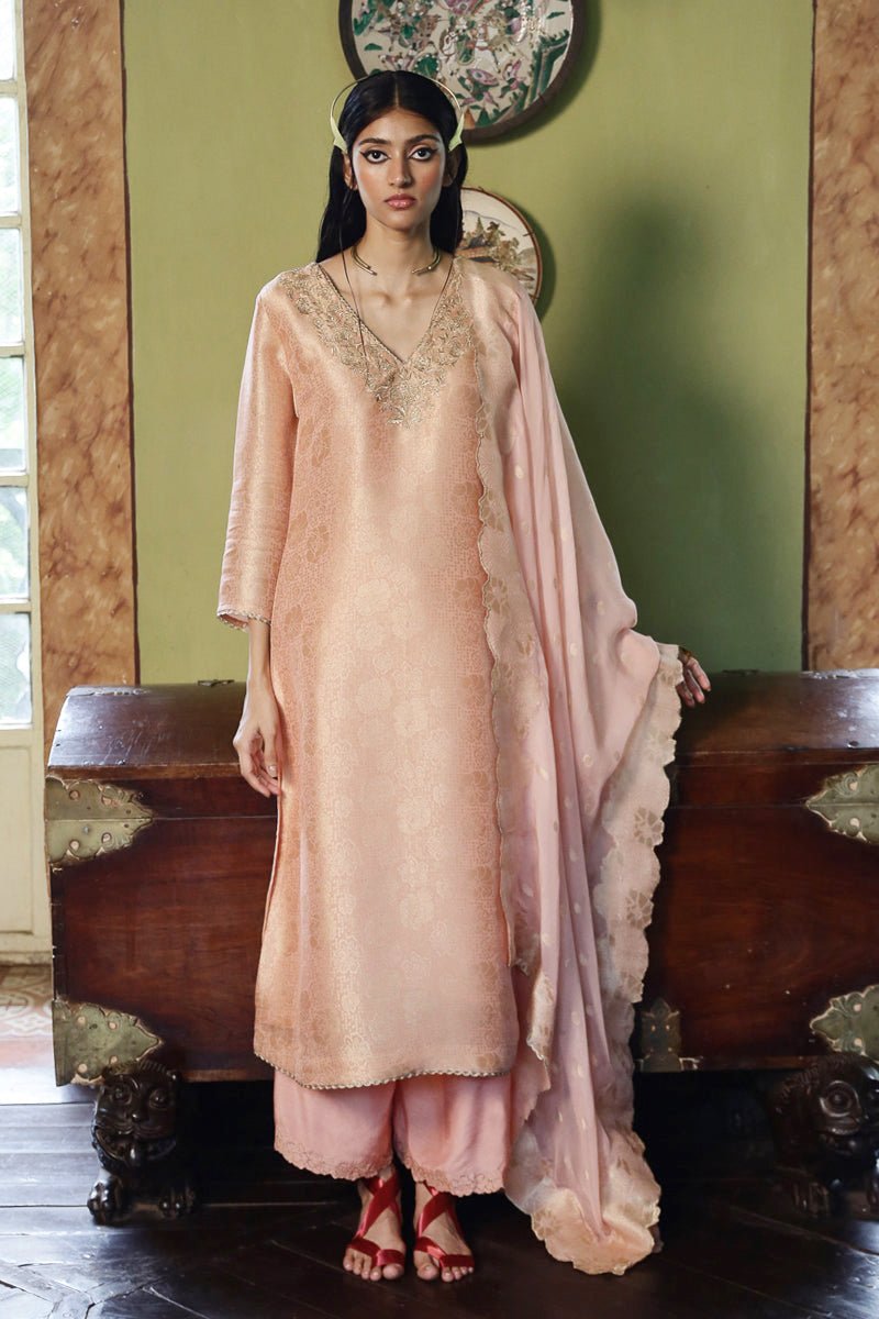 Apricot Blush Woven Salwar Suit