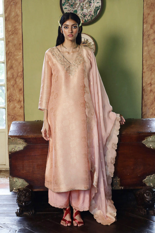 Apricot Blush Woven Salwar Suit