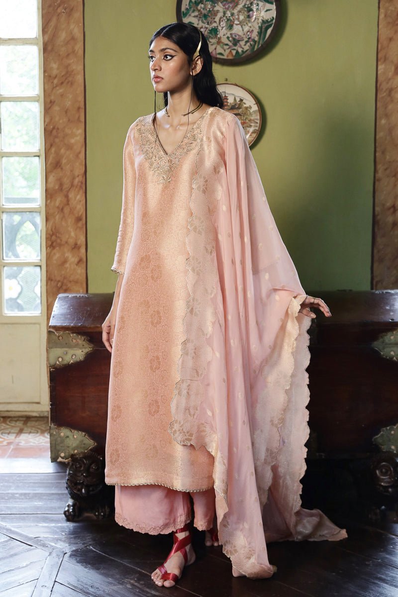 Apricot Blush Woven Salwar Suit