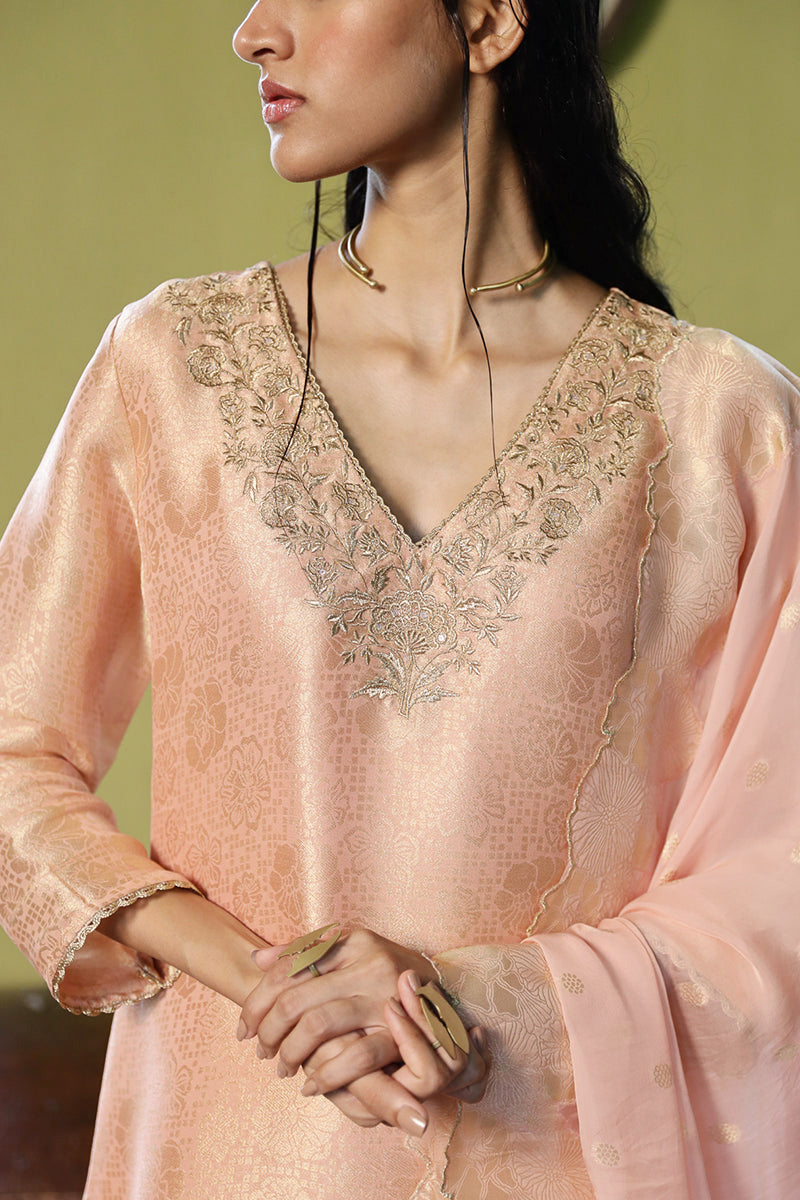 Apricot Blush Woven Salwar Suit