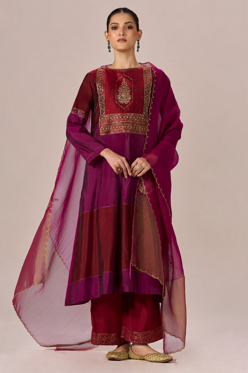 Deep Maroon With Deep Plum Festive Kurta Set