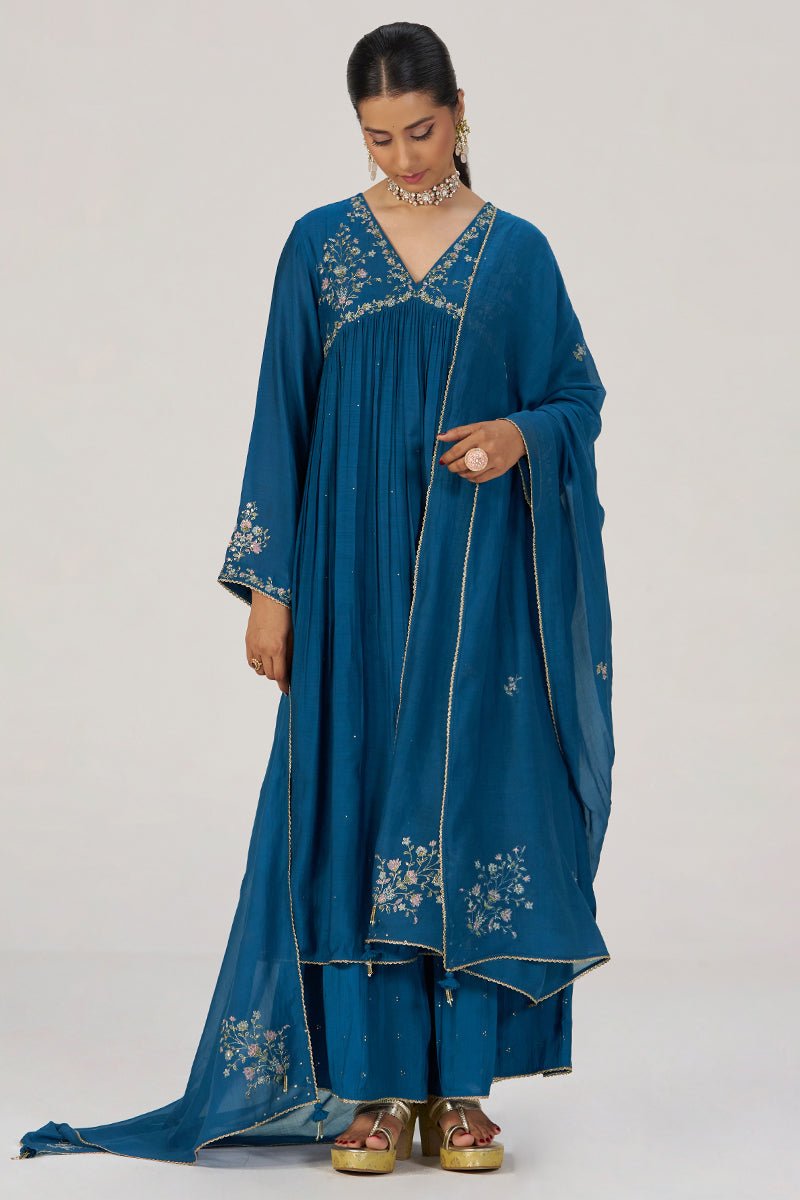 Deep Riverside Blue Festive Kurta Set - Ganga Fashions