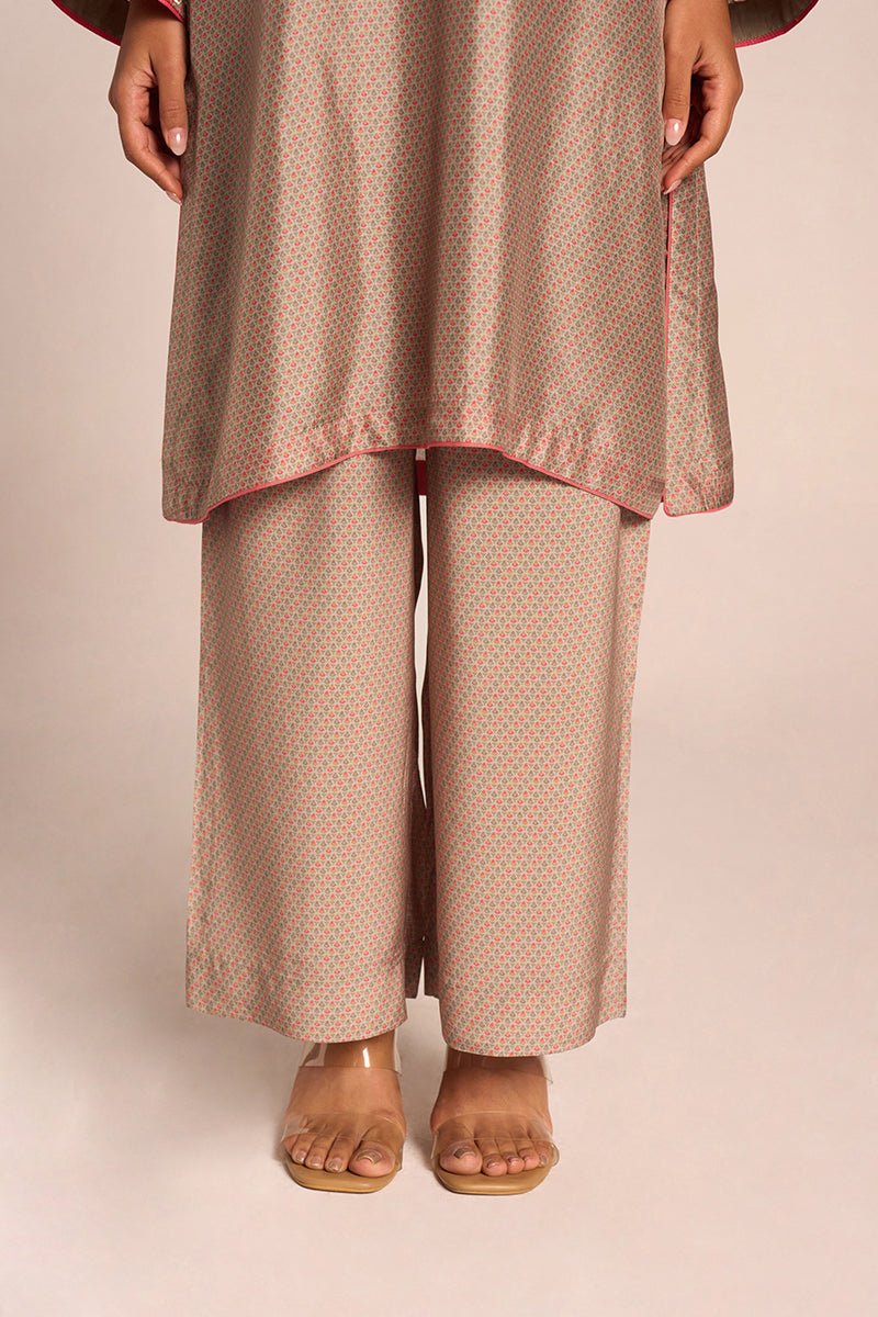 Grey Print and Embroidered Festive Co-ord Set - Ganga Fashions