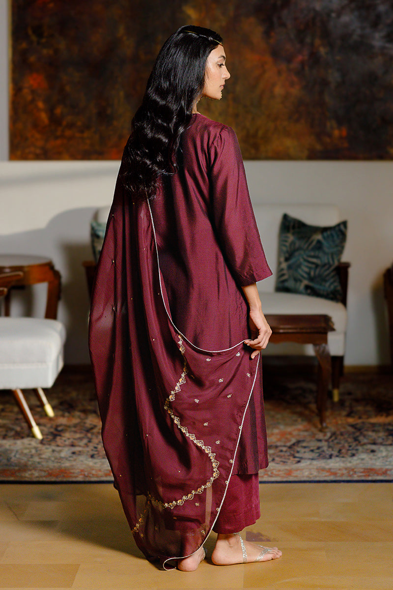 Plum Silk Festive Kurta Set