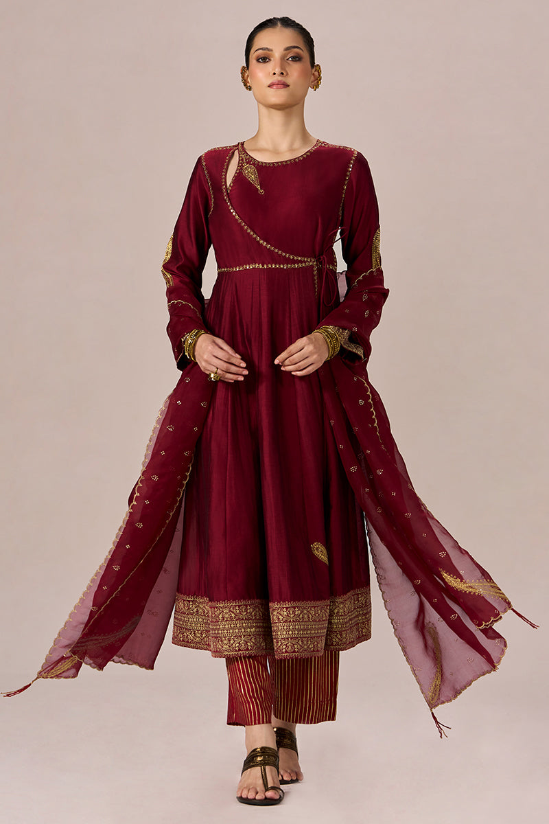 Garnet Red Festive Anarkali Set