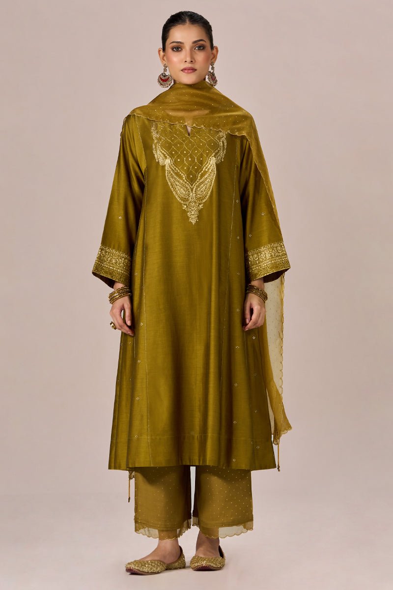 Golden Brown Festive Kurta Set - Ganga Fashions