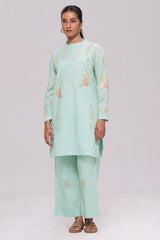 Ice-Blue Mul-Chanderi Co-ord Set