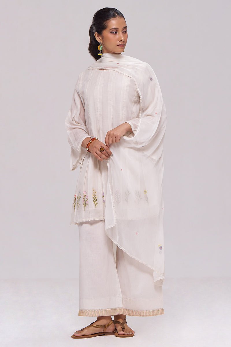 Ivory Mul-Chanderi Kurta Set - Ganga Fashions