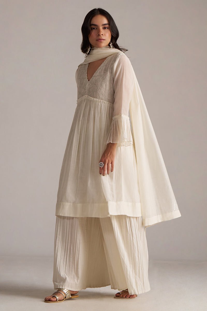 Ivory Pure Chanderi Kurta Set