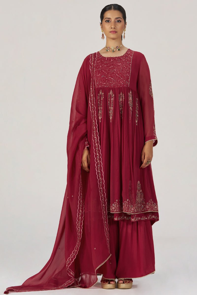 Maroon Festive Kurta Set - Ganga Fashions