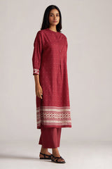 Maroon and Off White Mul-Mul Print Co-ord Set