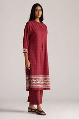 Maroon and Off White Mul-Mul Print Co-ord Set