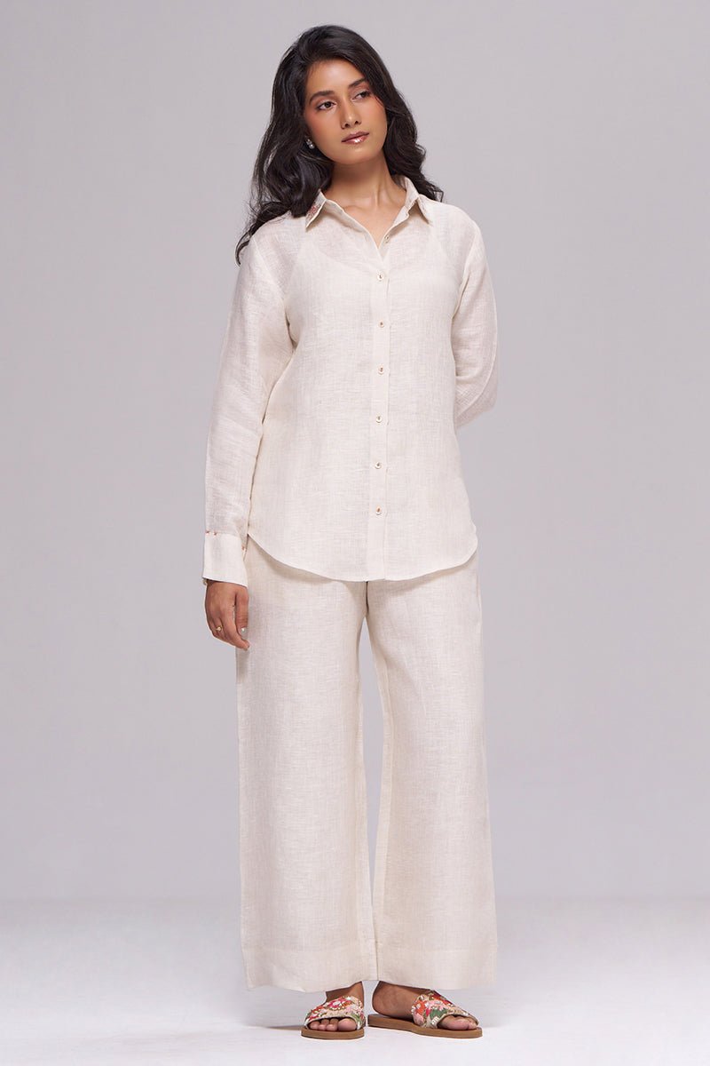 Milk Creame Pure Linen Co-ord Set