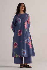 full front model view Nightshadow Blue Mul Cotton Co-ord Set