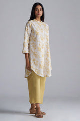 Off-White and Cornsilk Yellow Cotton Co-ord Set