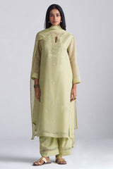 Pista Milk kora Silk Kurta Set