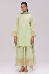 Pistachio Mul-Chanderi Kurta Set