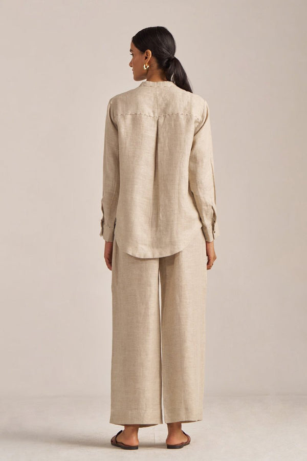 Undyed Natural Linen Embroidered Co-ord Set