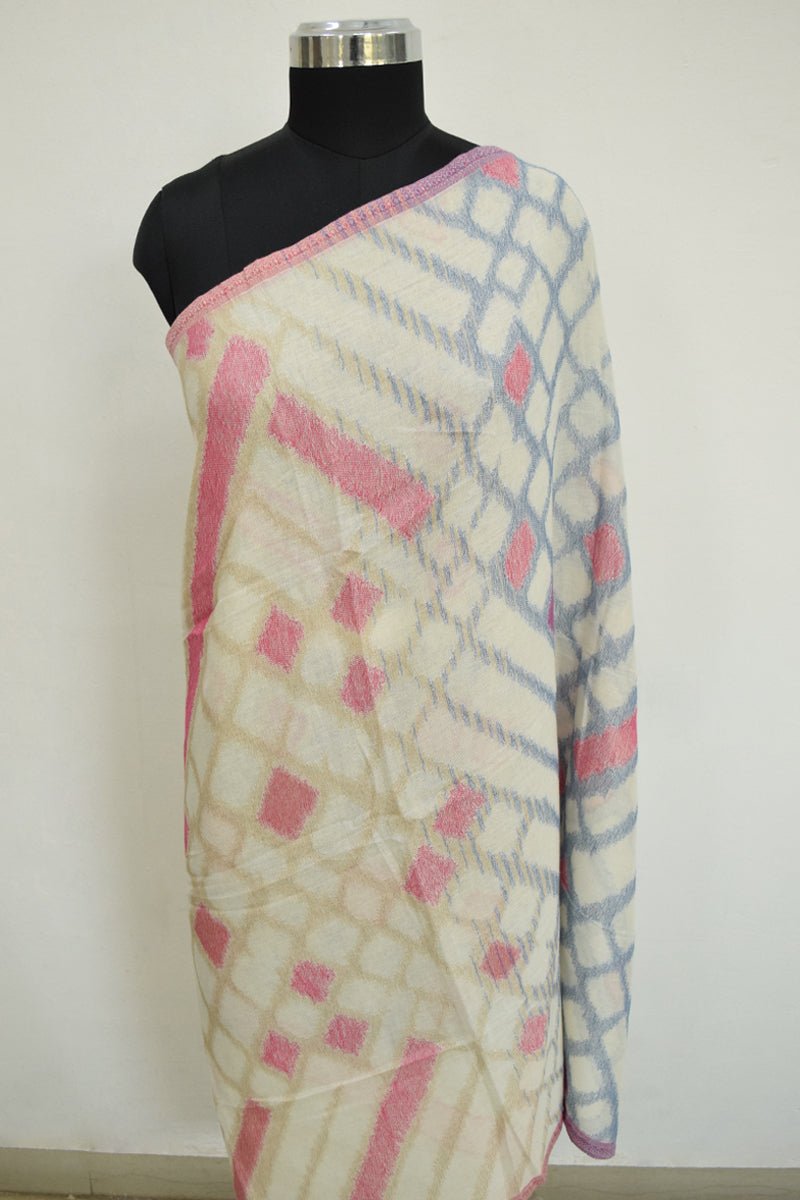 Cream Pashmina Woven Jacquard Shawl