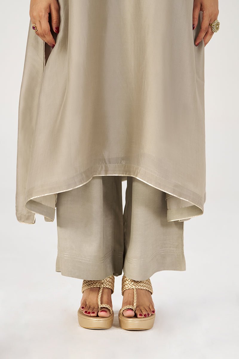 Greige Silk Festive Co-ord Set - Ganga Fashions