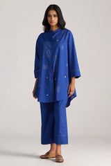 full front model view True Blue Cotton Co-ord Set for Women