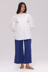 White and Blue Cotton Co-ord Set