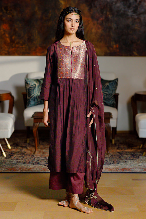 Plum Silk Festive Kurta Set