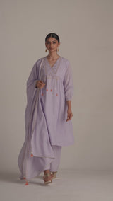 Pastel Lilac Mul-Mul Kurta Set