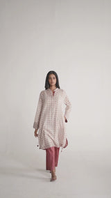 Rosewood and Cream Mul-Chanderi Co-ord Set