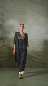 Black Zari Woven Mul-Chanderi Festive Co-ord Set