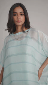Misty Blue Silk Kaftaan Co-ord Set