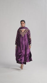 Imperial Purple Velvet Festive Kurta Set