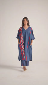 Navy Blue Mul-Mul Kaftaan Set