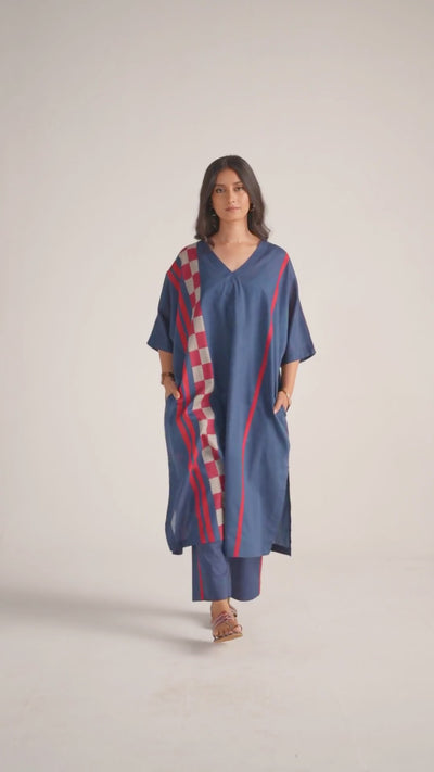 Navy Blue Mul-Mul Kaftaan Set