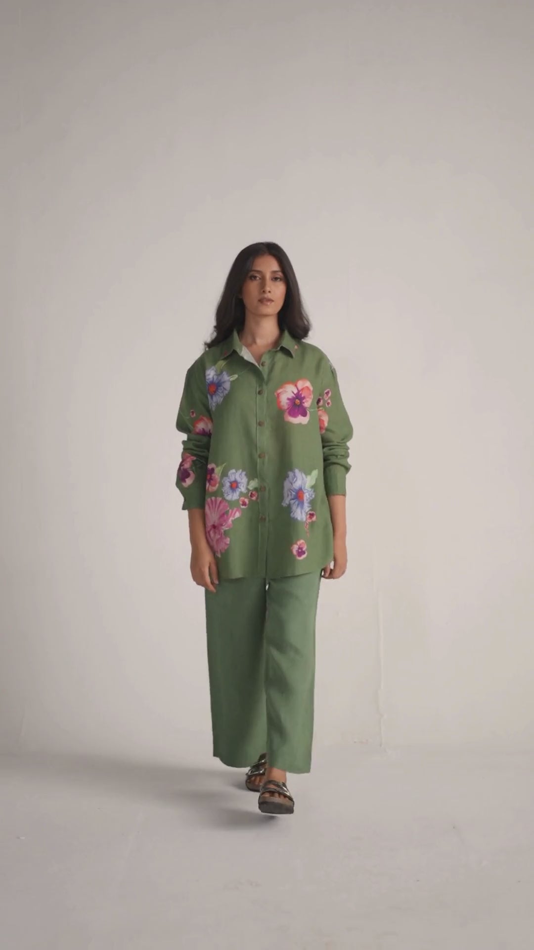 Green Pure Linen Co-ord Set