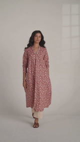 Dusty Slate Rose and Beige Print Cotton Co-ord Set