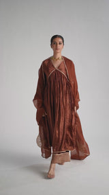 Sequoia Brown Velvet Festive Kurta Set