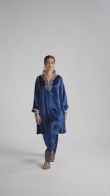 Monaco-Blue Velvet Festive Co-ord Set