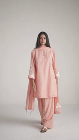 Coral Almond Chanderi Kurta Set