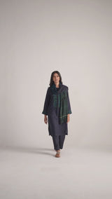 Carbon Blue Pashmina Kurta Set
