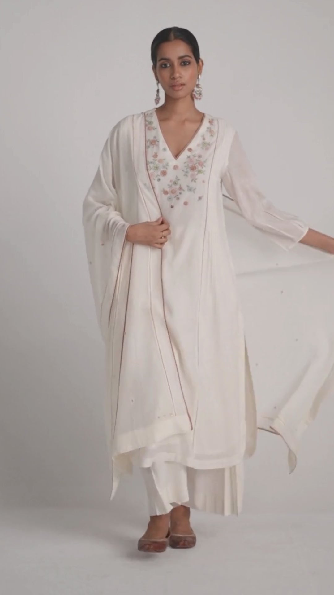 Ivory Embroidered Kurta Set