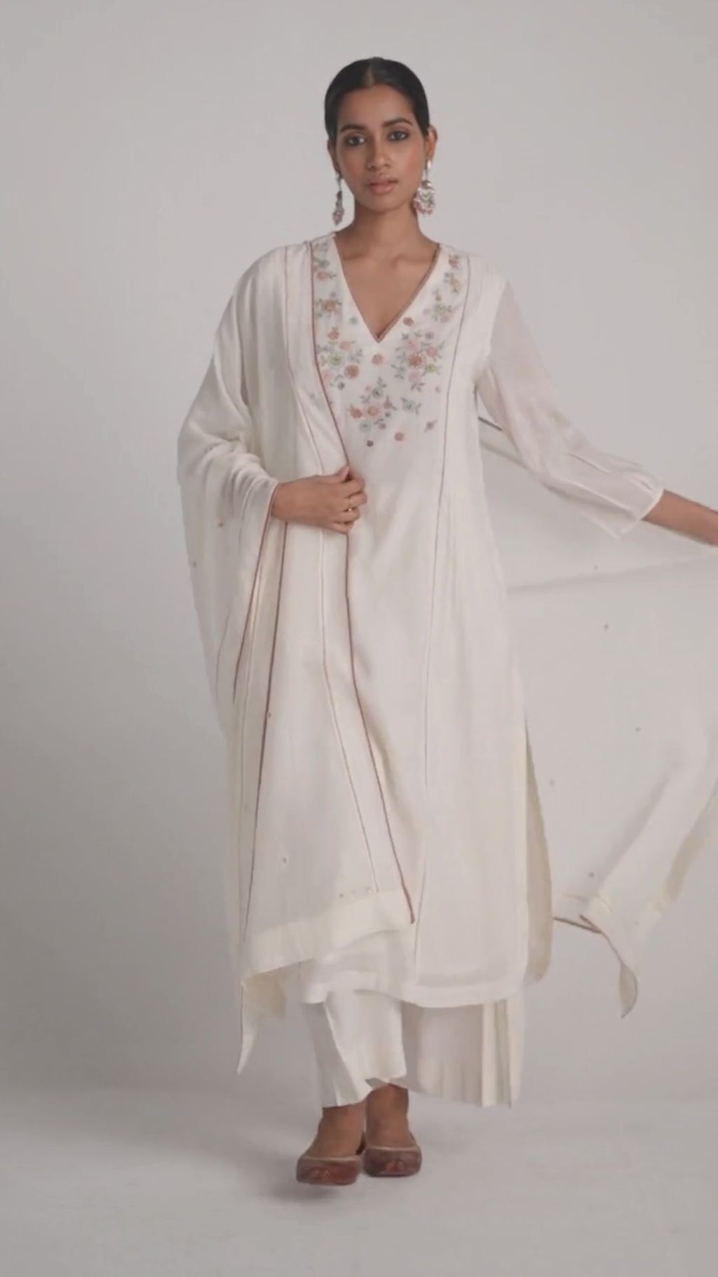 Ivory Embroidered Kurta Set
