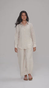 Milk Creame Pure Linen Co-ord Set