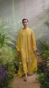 Bamboo Yellow Festive Kurta Set