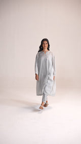 Dawn Grey Mul-Chanderi Festive Co-ord Set