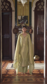 Pistachio Green Woven Silk Salwar Suit