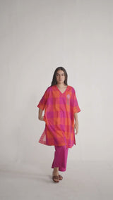 Tomato and Fuchsia Mul Mul Co Ord Set