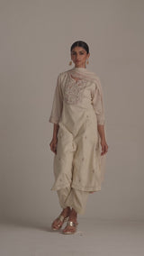 Buttercream Embroidered Kurta Set