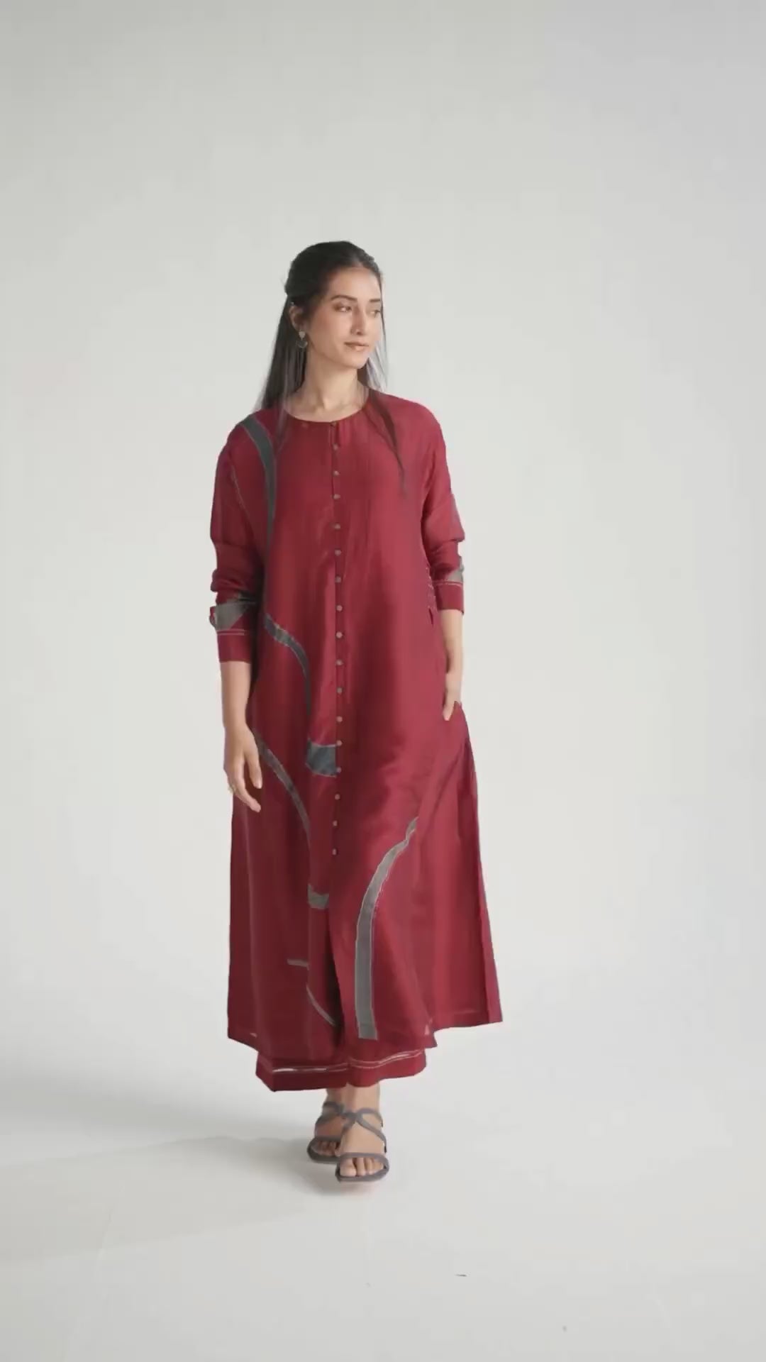 Syrah Red Silk Co-Ord Set for Women