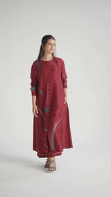 Syrah Red Silk Co-Ord Set for Women